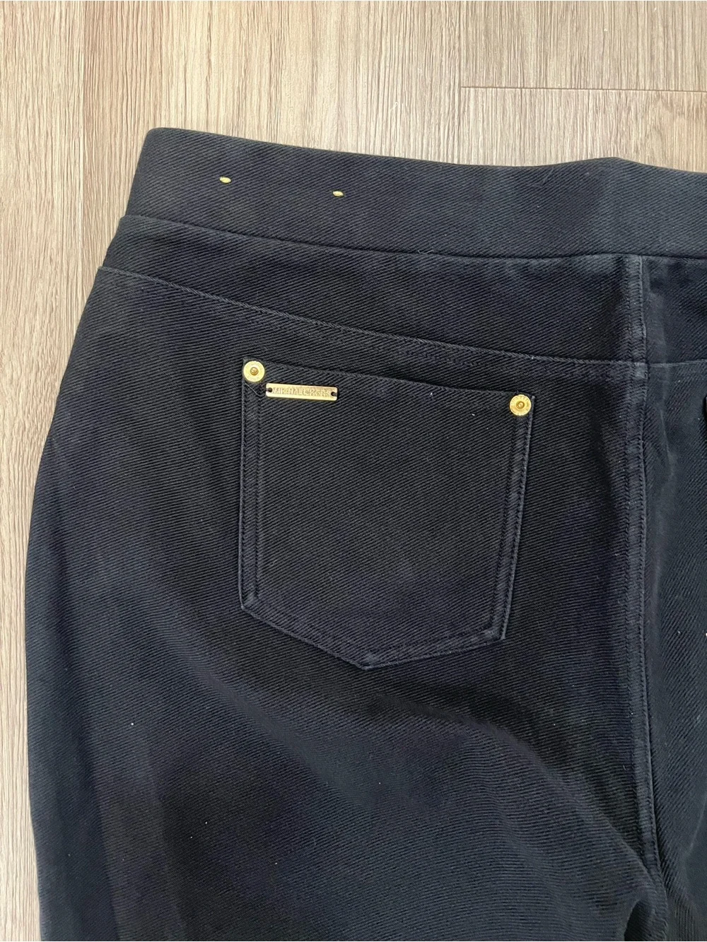 Michael Michael Kors Black Pull On Skinny Ankle Pants Gold Hardware XL